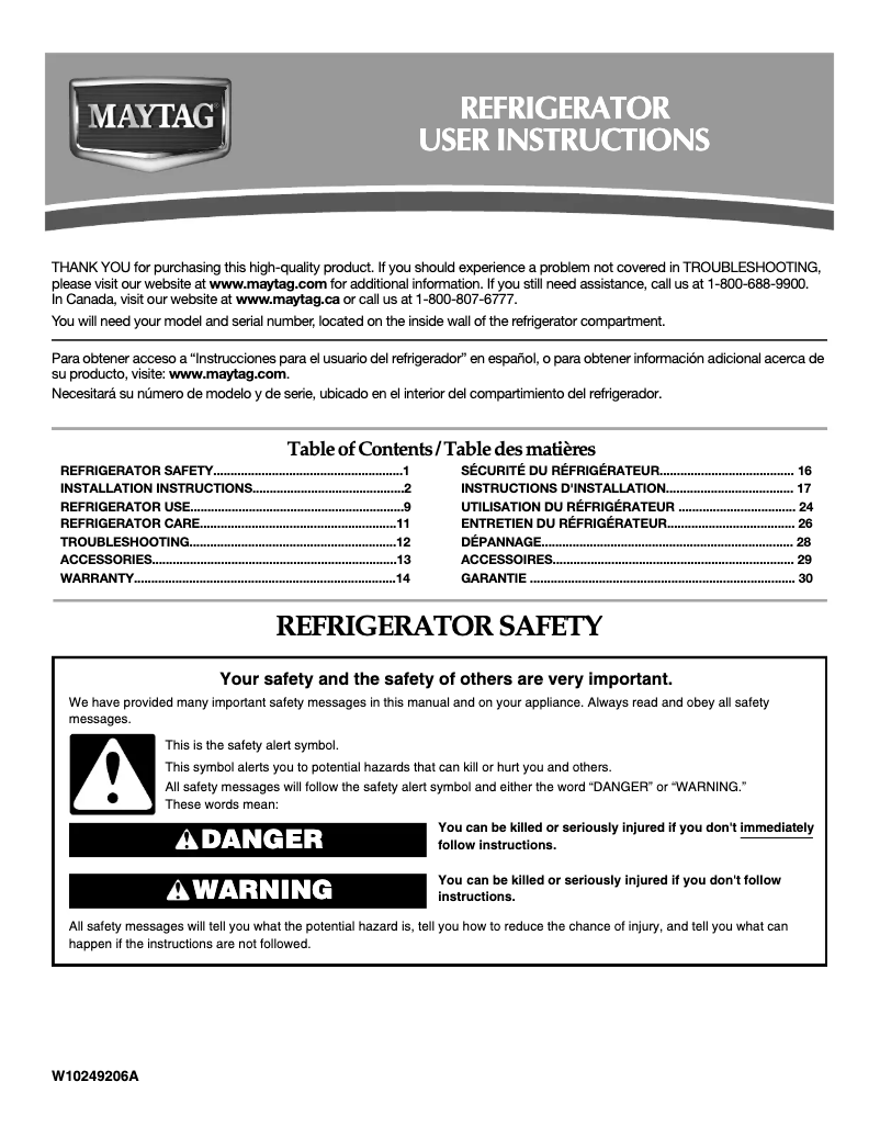 Page n°1 - Manuel utilisateur Maytag M1TXEMMWQ