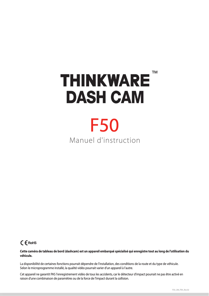 Página 1 del manual Manual de usuario Thinkware F50
