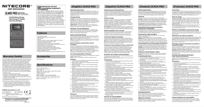 Page n°1 - Manuel utilisateur Nitecore ULM10 PRO