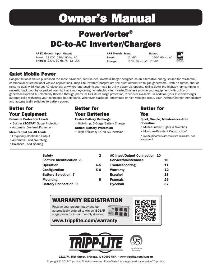 Page 1 de la notice Manuel utilisateur Tripp Lite PowerVerter APSX750