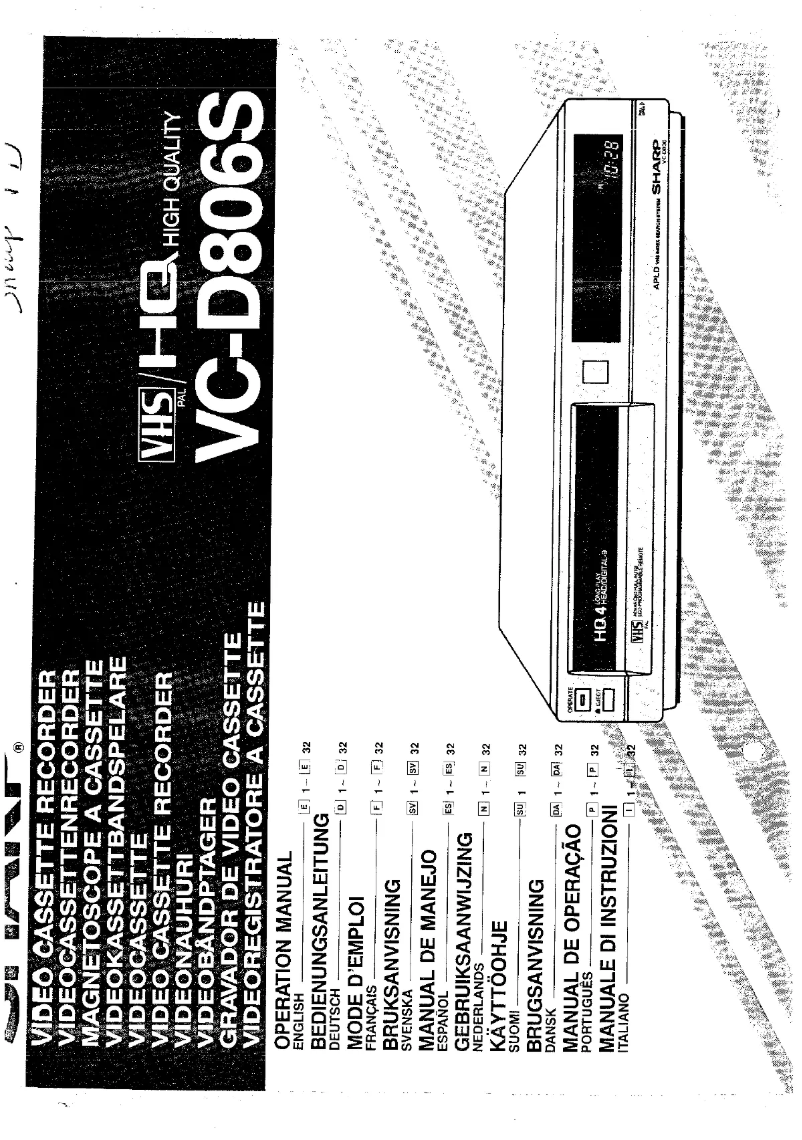 Page n°1 - Manuel utilisateur Sharp VC-D806S