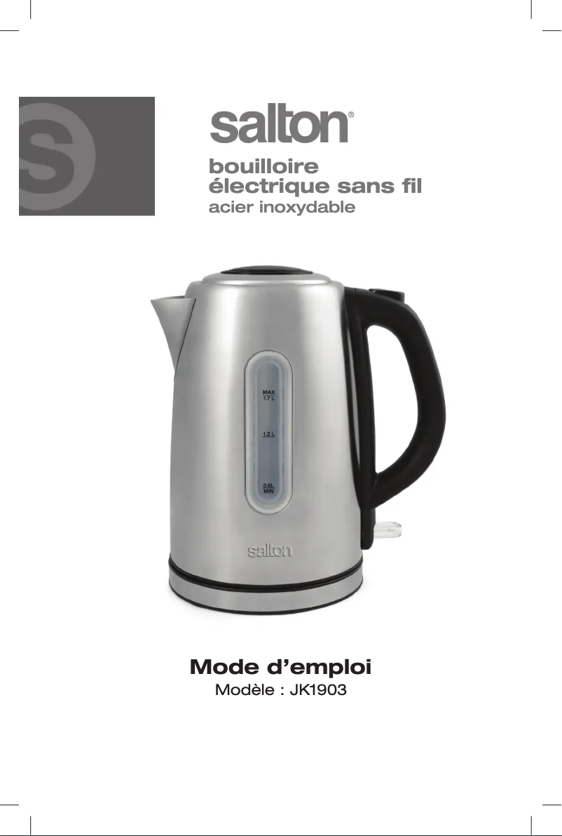 Page 1 de la notice Manuel utilisateur Salton JK1903