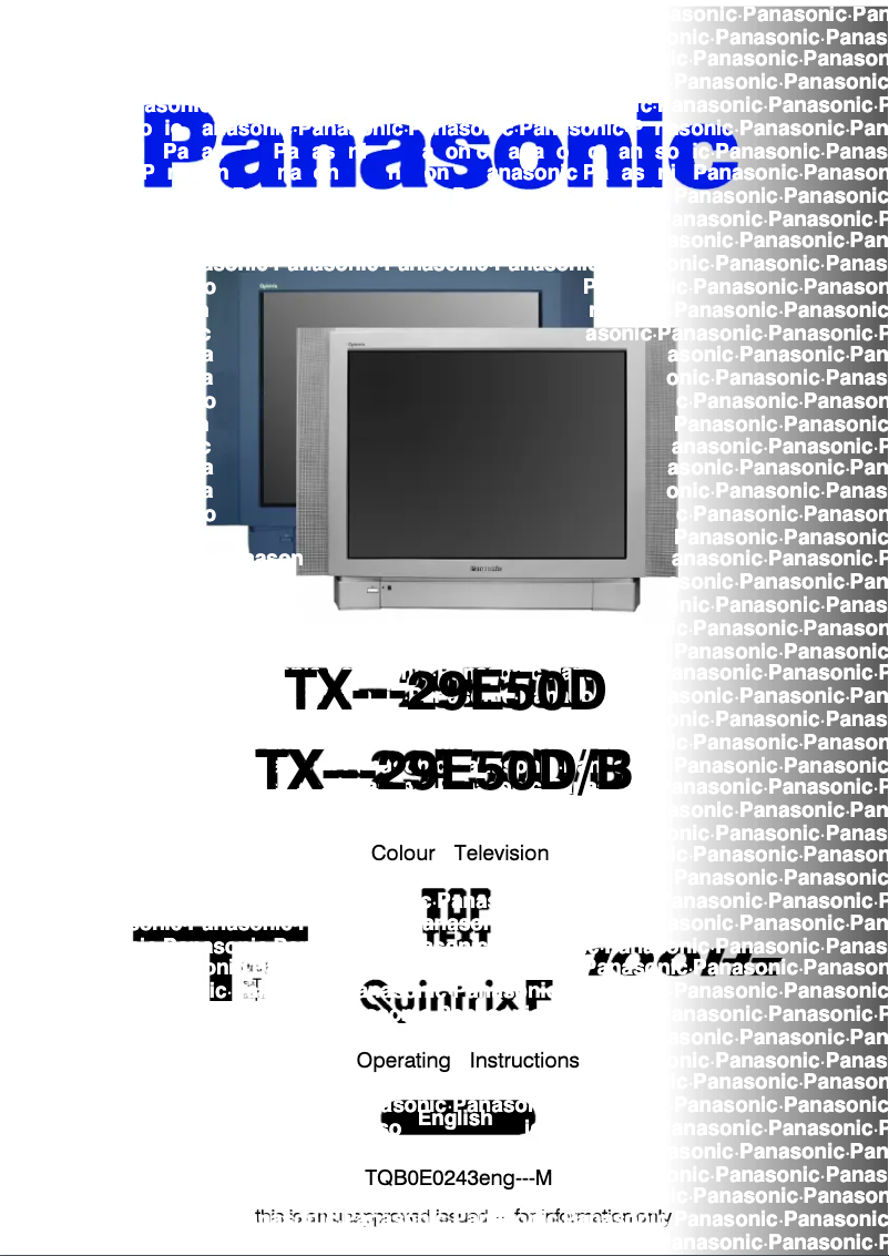 Page 1 de la notice Manuel utilisateur Panasonic TX-29E50D