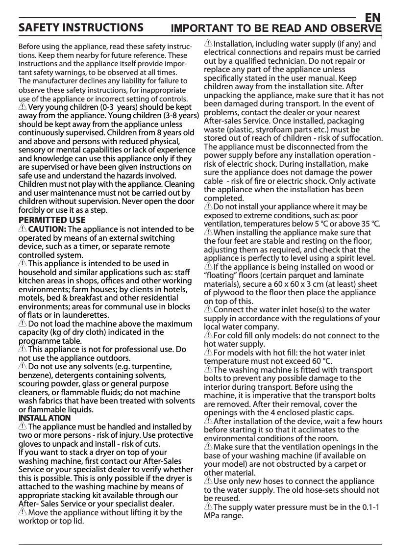 Página 1 del manual Instrucciones de seguridad Privileg PWF X 953 A