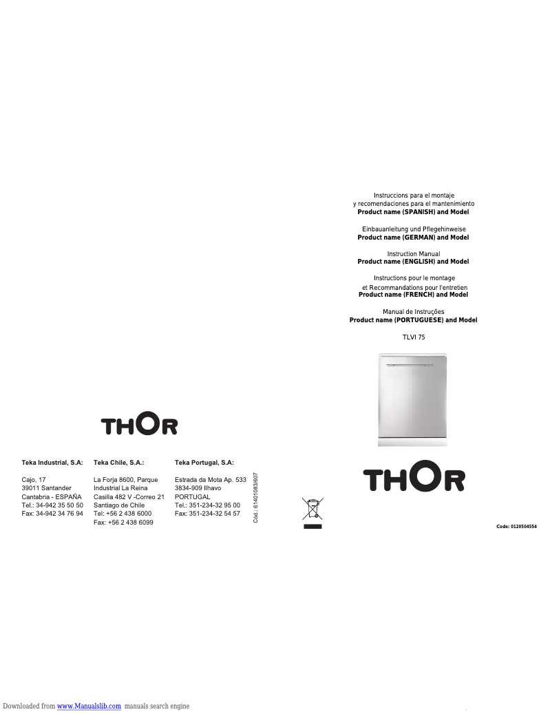 Imagen de la primera página del manual del dispositivo TLVI 75