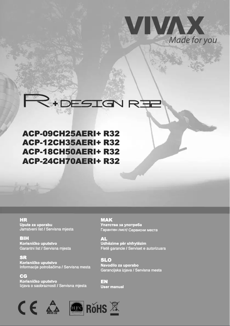 Page 1 de la notice Manuel utilisateur Vivax ACP-24CH70AERI+ R32