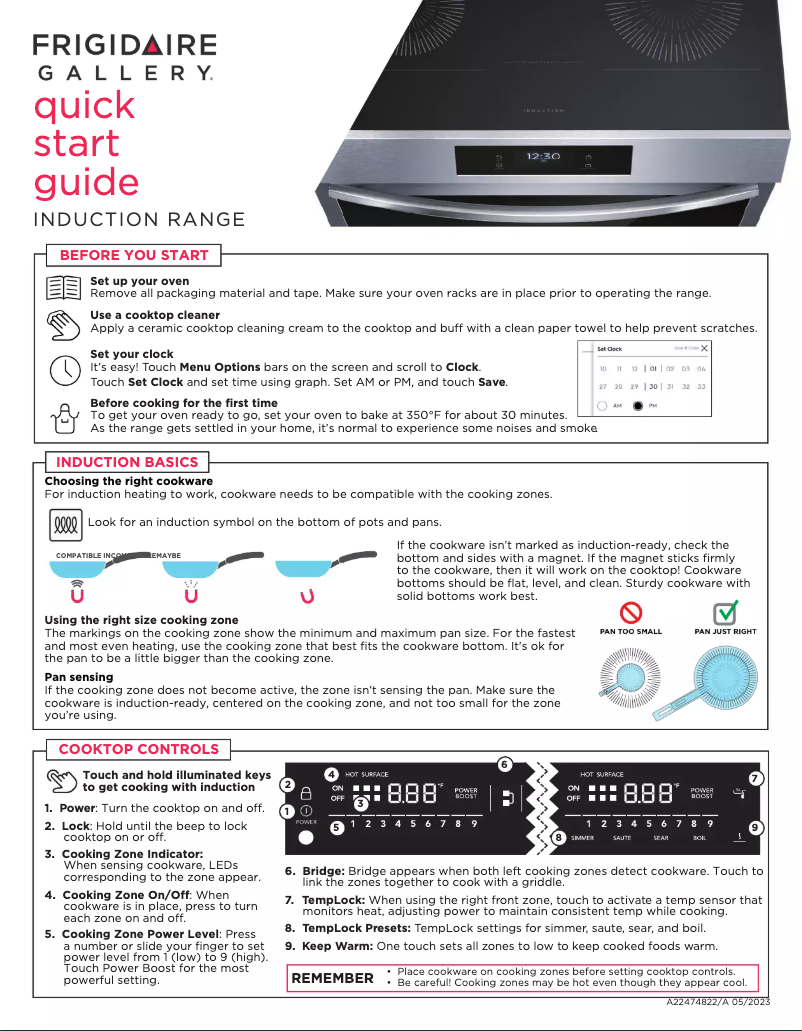 Page n°1 - Guide de démarrage rapide Frigidaire GCFI3060BF