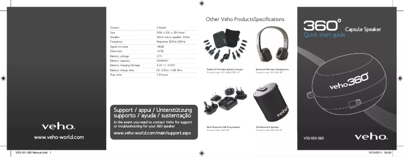 Page n°1 - Manuel utilisateur Veho 360 M1