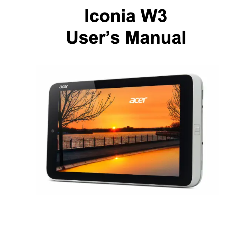 Page n°1 - Manuel utilisateur Acer Iconia W3-810