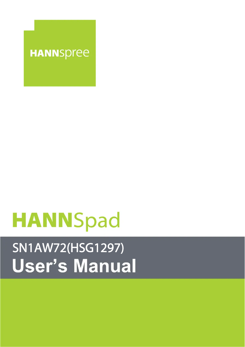 Page 1 de la notice Manuel utilisateur Hannspree HANNSpad W72