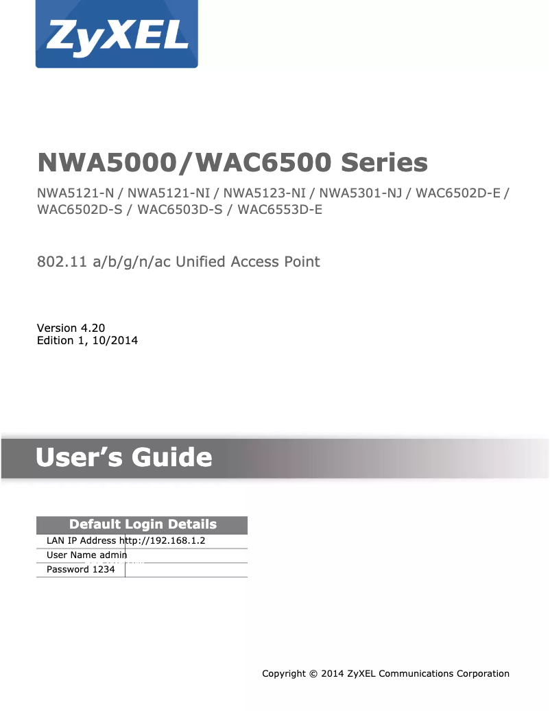 Page n°1 - Manuel utilisateur ZyXEL WAC6502D-E