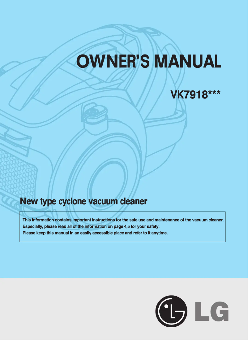 Page n°1 - Manuel utilisateur LG VK7918NNA