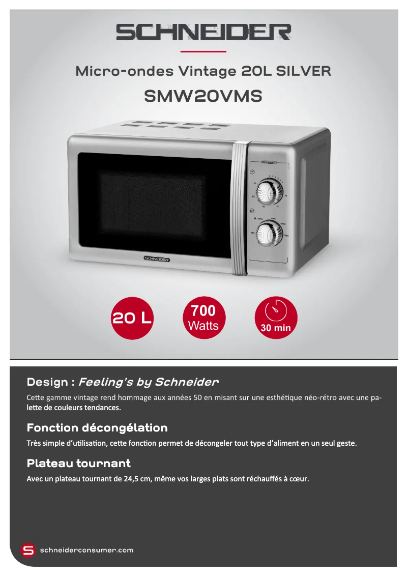 Page 1 de la notice Fiche technique Schneider SMW20VMS
