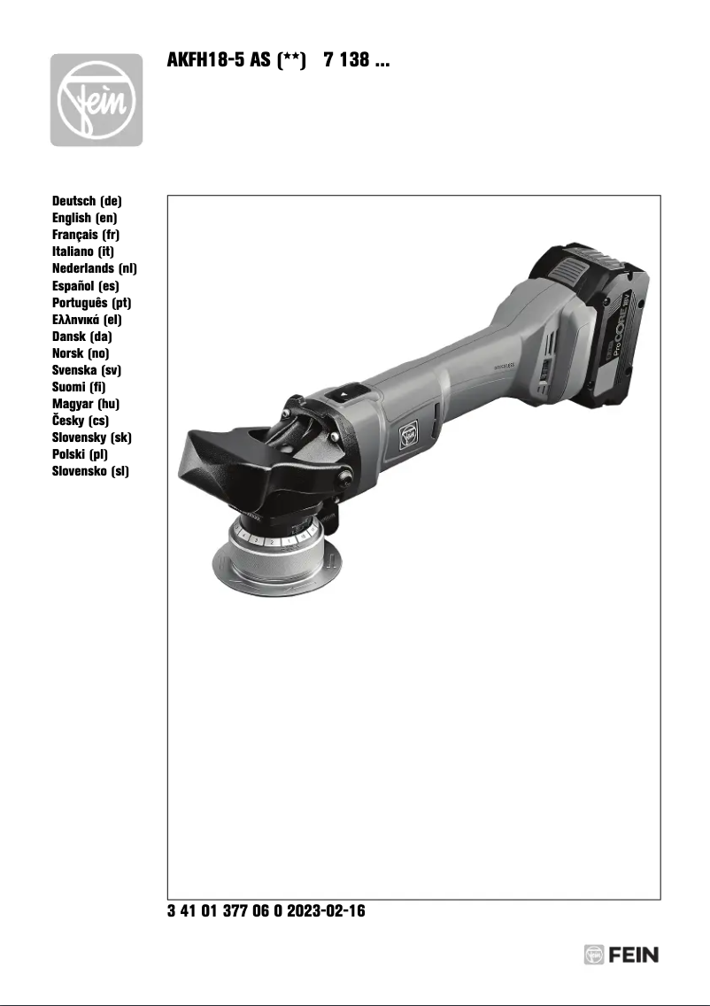 Page n°1 - Manuel utilisateur Fein AKFH 18-5 AS