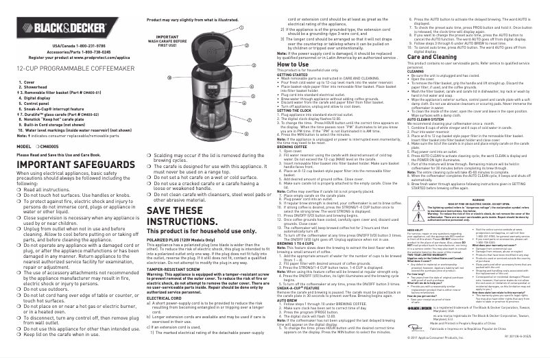 Page 1 de la notice Manuel utilisateur Applica CM4000S