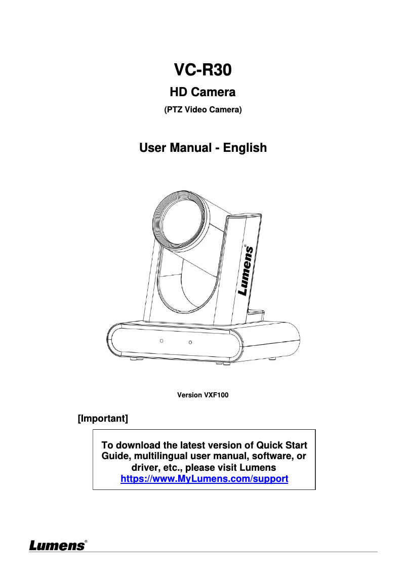 Page n°1 - Manuel utilisateur Lumens VC-R30