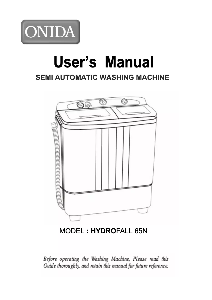 Page 1 de la notice Manuel utilisateur Onida Hydrofall 65N