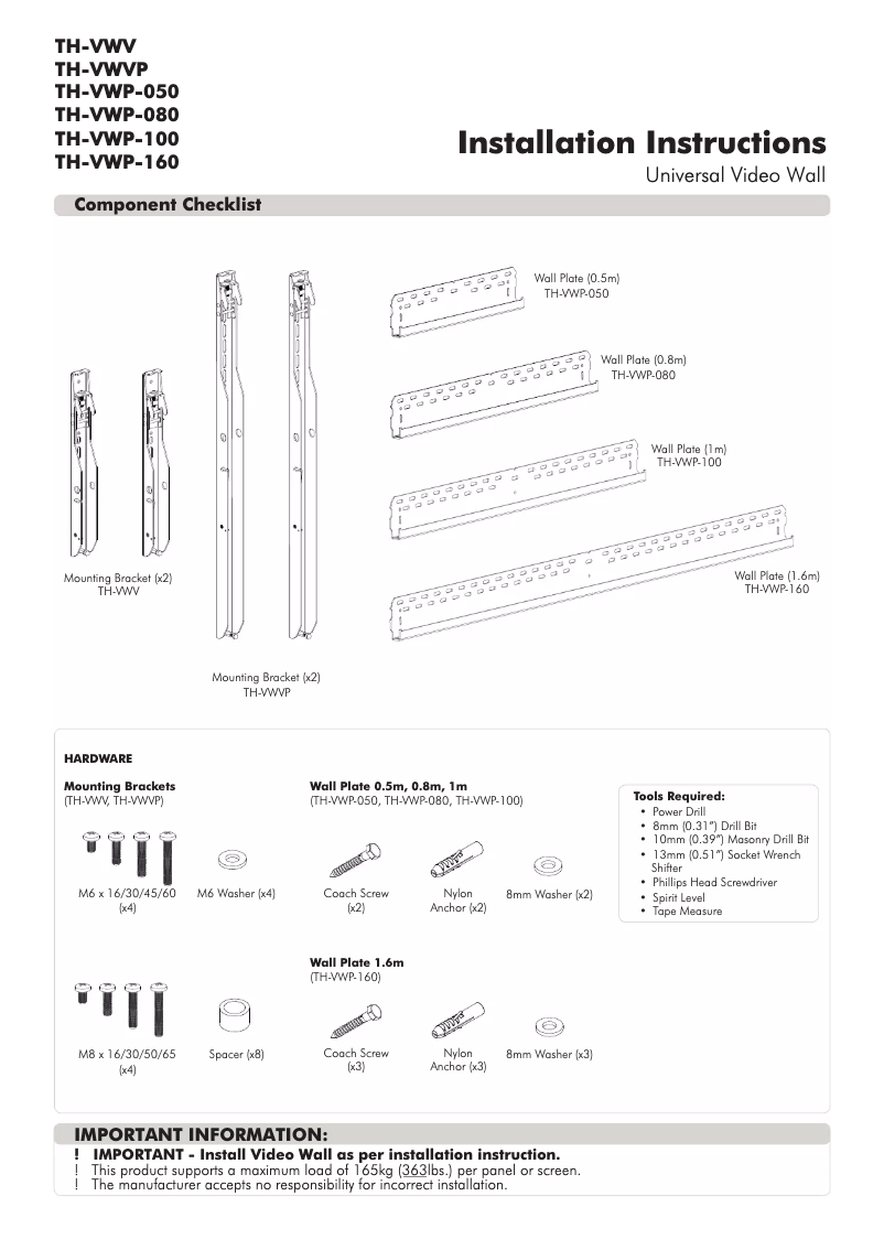 Page n°1 - Manuel utilisateur Atdec TH-VWP-160