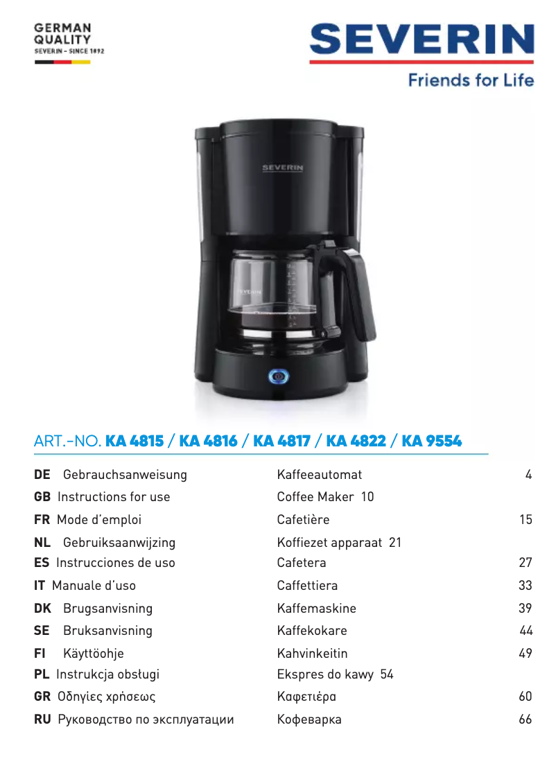 Image de la première page du manuel de l'appareil KA 4816