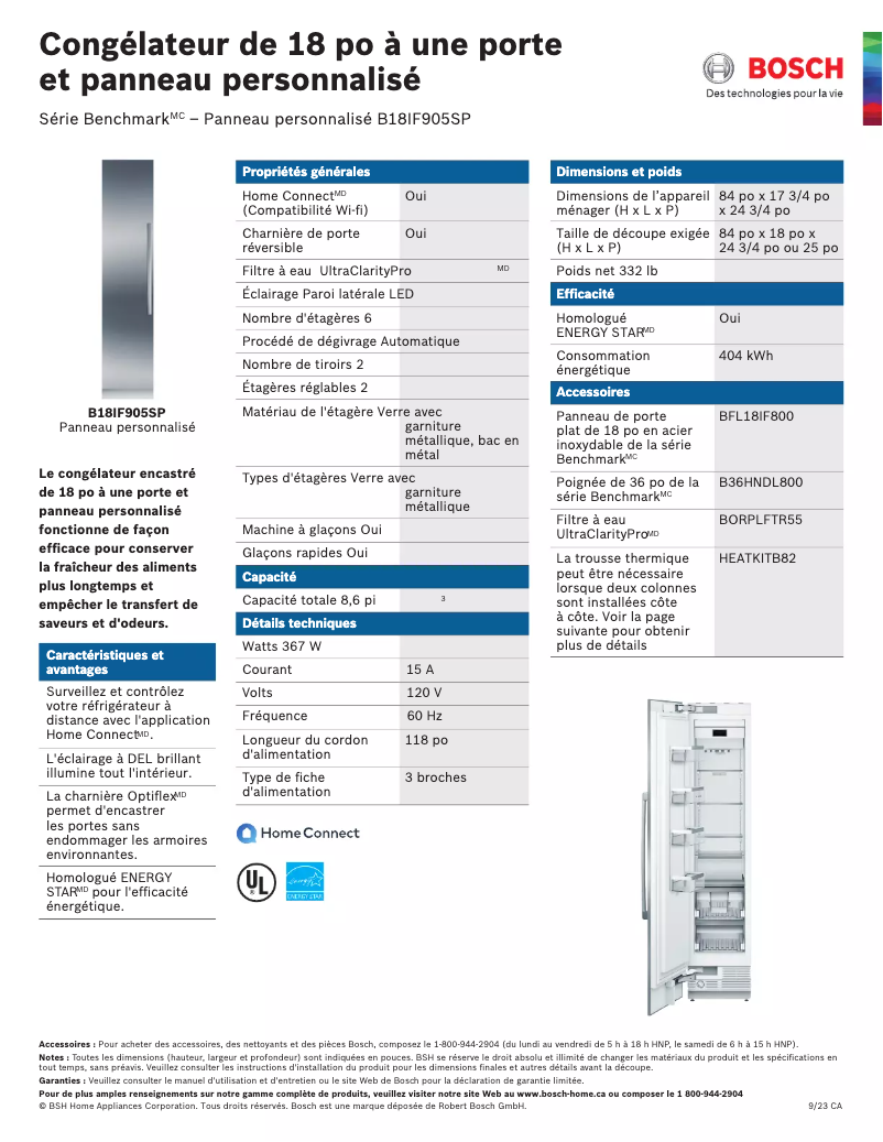 Página 1 del manual Ficha técnica Bosch B18IF905SP