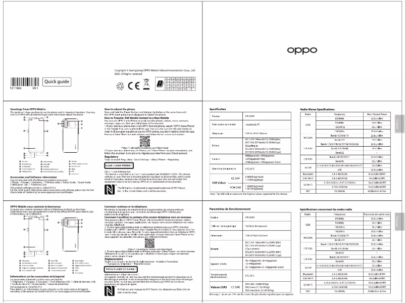 Page 1 de la notice Manuel utilisateur Oppo Reno 4