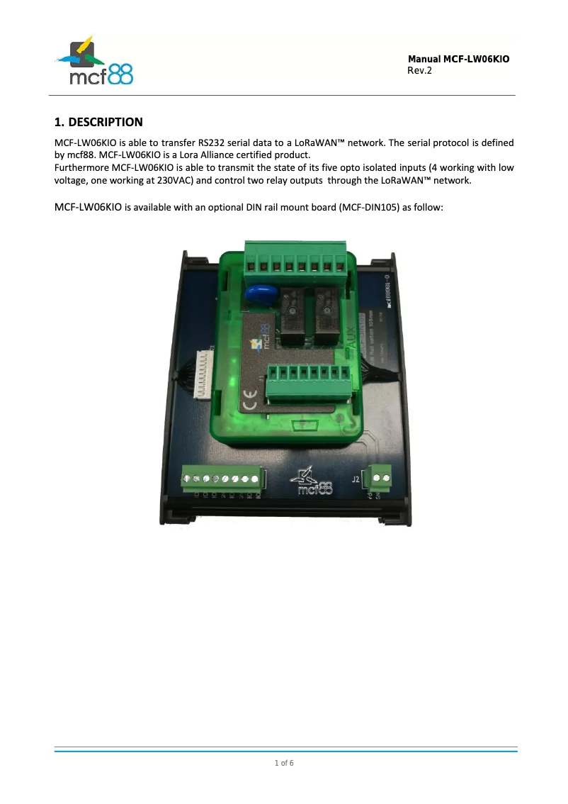 Image de la première page du manuel de l'appareil MCF-LW06KIO