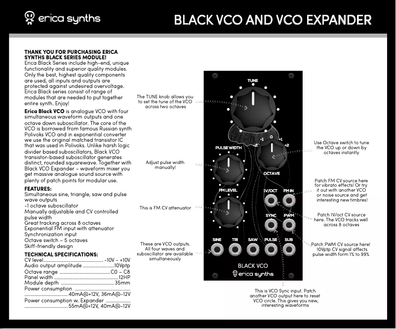 Image de la première page du manuel de l'appareil Black VCO