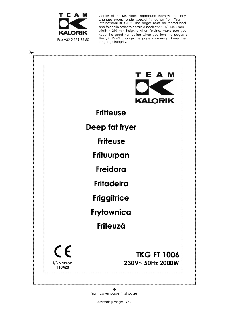 Page 1 de la notice Manuel utilisateur Team TKG FT 1006