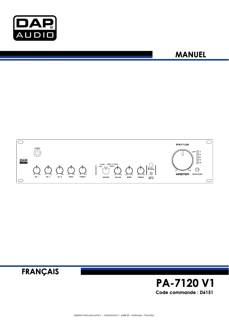 Image de la première page du manuel de l'appareil PA-7120