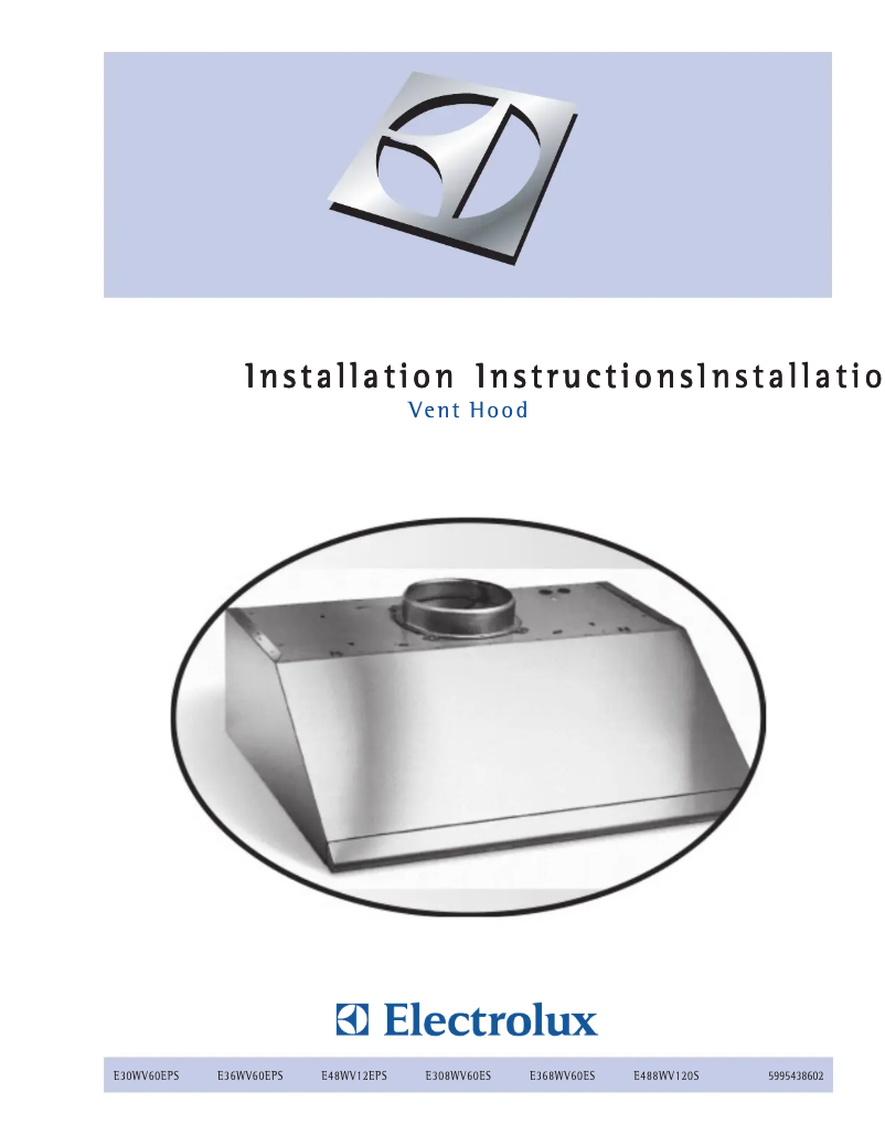 Page 1 de la notice Guide d'installation Electrolux E368WV60ES