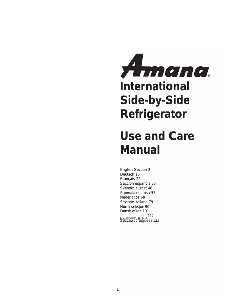 Page n°1 - Manuel utilisateur Amana SRD526TW