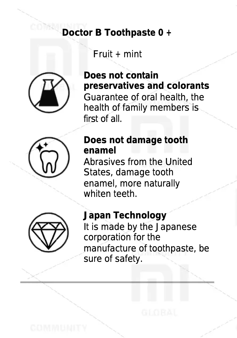 Page 1 de la notice Manuel utilisateur Xiaomi Doctor B Toothpaste