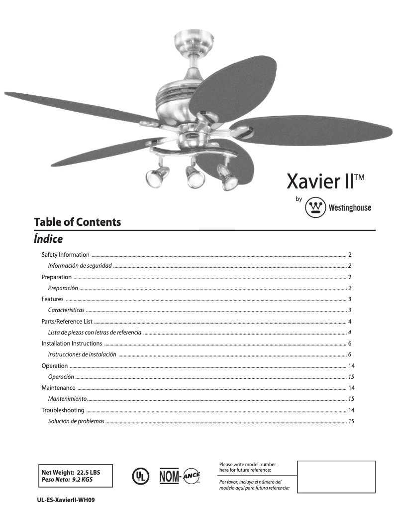 Image de la première page du manuel de l'appareil Xavier II