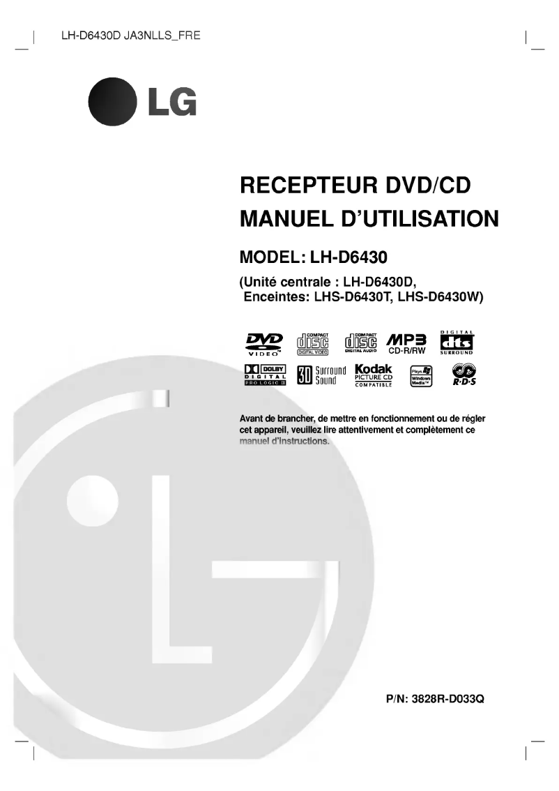 Page 1 de la notice Manuel utilisateur LG LH-D6430D