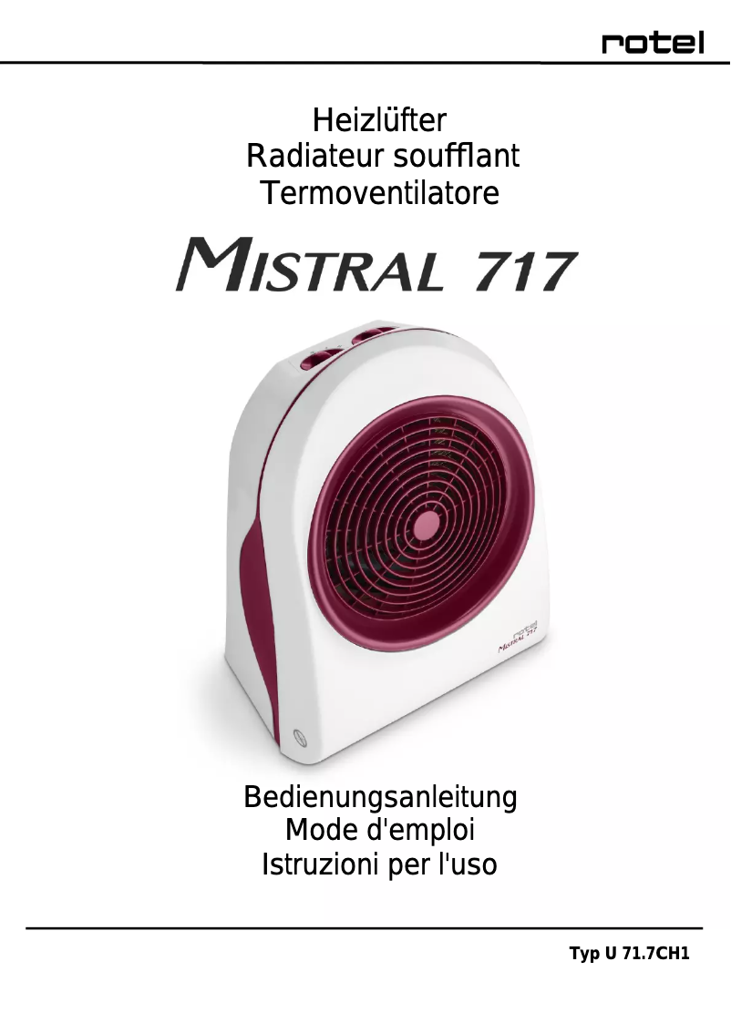 Image de la première page du manuel de l'appareil Mistral 717