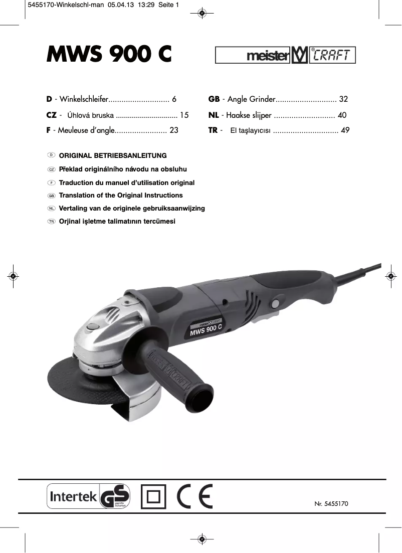 Page 1 de la notice Manuel utilisateur Meister Craft MWS 900 C
