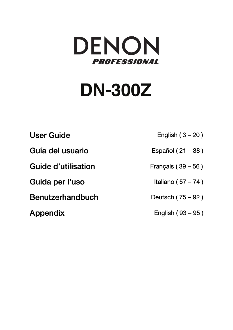 Imagen de la primera página del manual del dispositivo DN-300Z