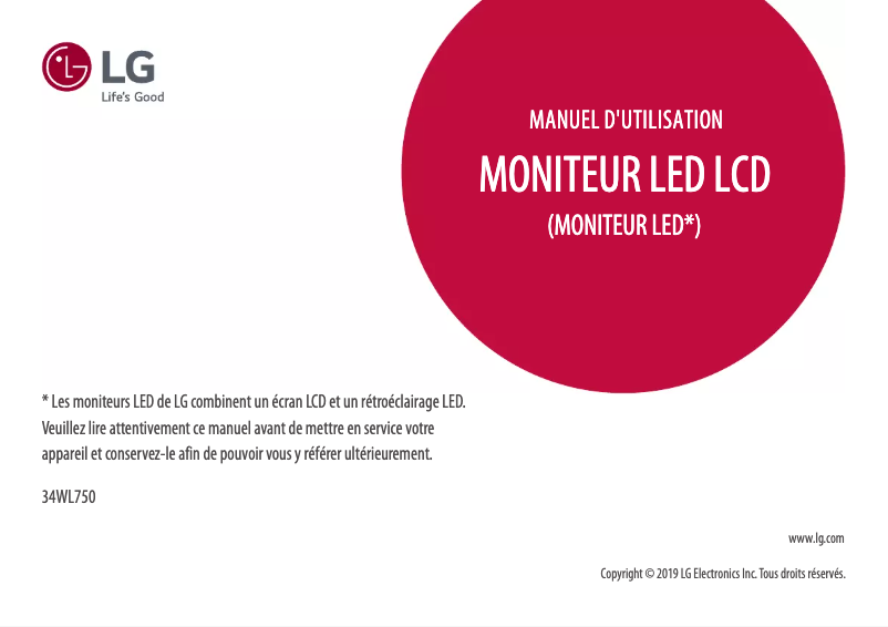 Page n°1 - Manuel utilisateur LG 34WL750-B