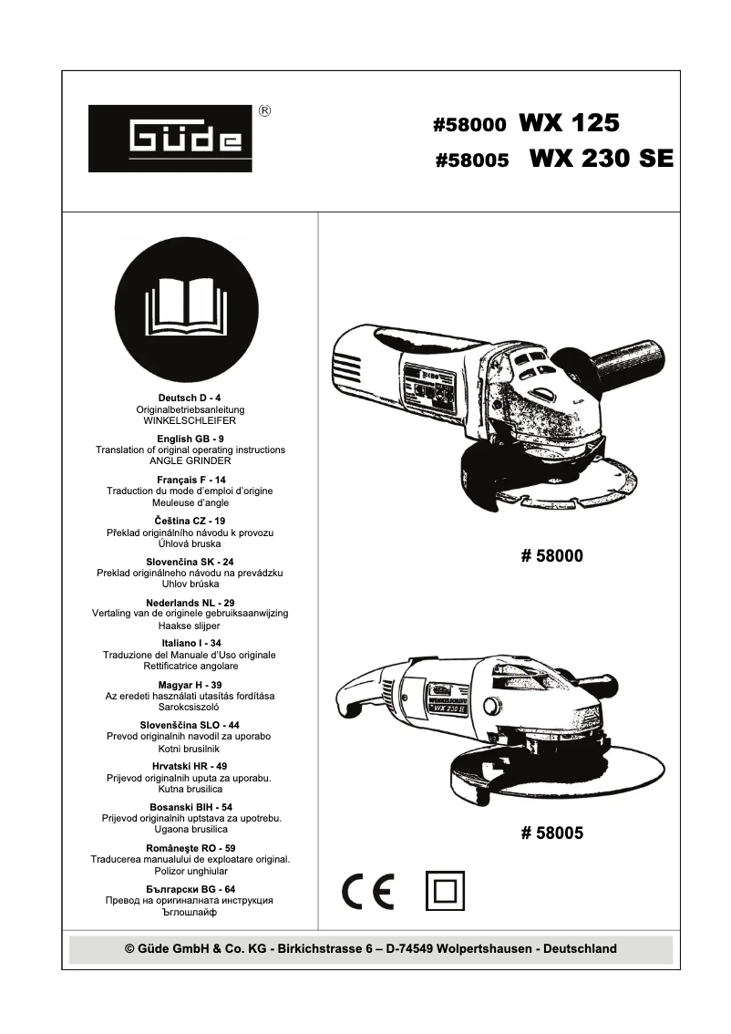 Page 1 de la notice Manuel utilisateur Güde WX 230 SE