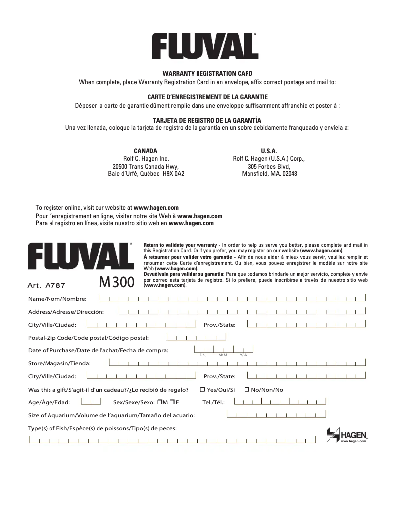 Page 1 de la notice Manuel utilisateur Fluval M200