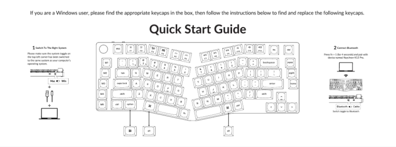 Page 1 de la notice Guide de démarrage rapide Keychron K15 Pro