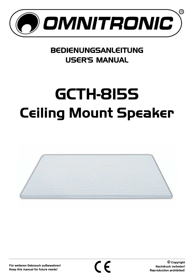 Image de la première page du manuel de l'appareil GCTH-815S