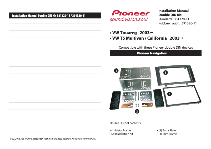 Page n°1 - Manuel utilisateur Pioneer 381320-11