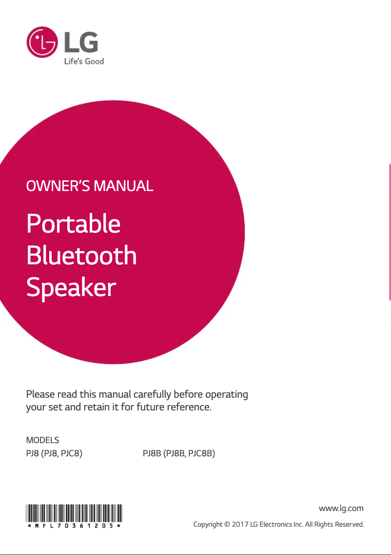 Página 1 del manual Manual de usuario LG PJ8B