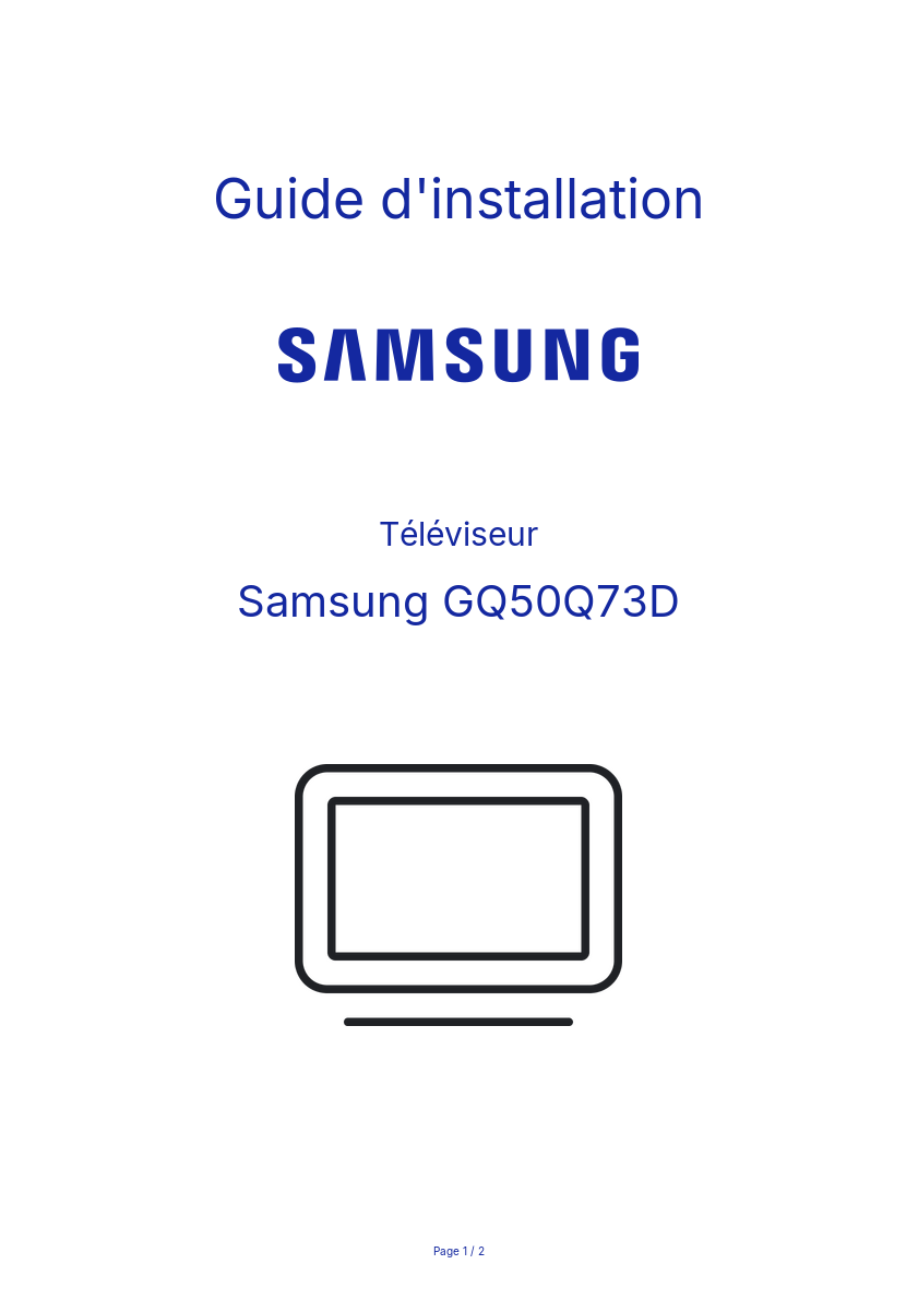 Page n°1 - Guide d'installation Samsung GQ50Q73D
