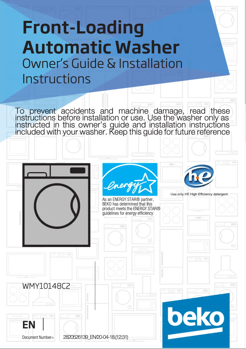 Page 1 de la notice Manuel utilisateur Beko BEWADREC07