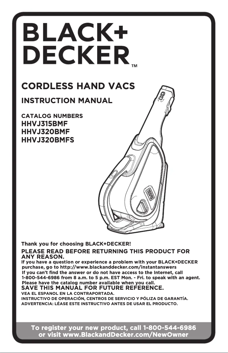 Page 1 de la notice Manuel utilisateur Black & Decker HHVJ320BMF26