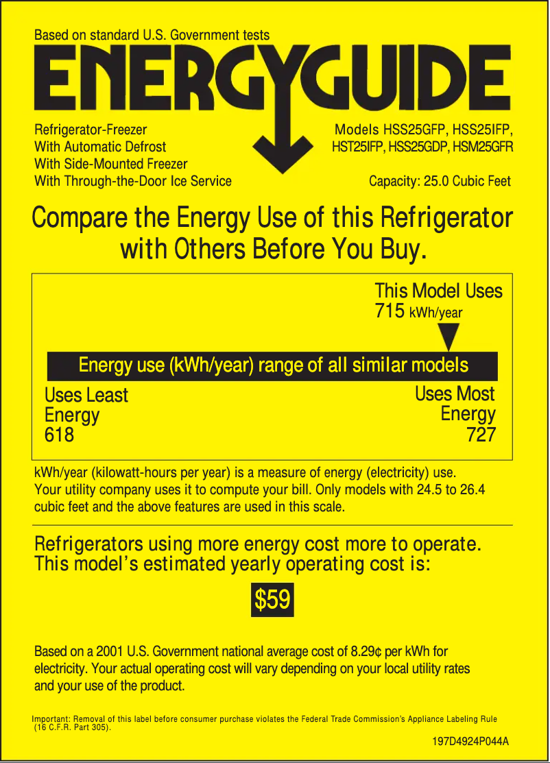 Page n°1 - Label énergétique Hotpoint HSM25GFRSA