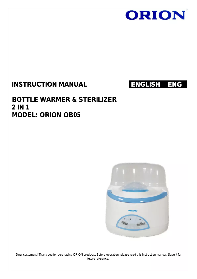 Image de la première page du manuel de l'appareil OB05