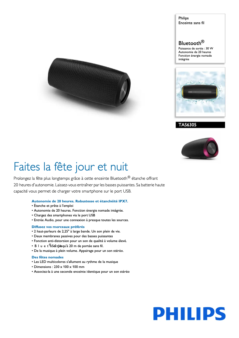 Page n°1 - Fiche technique Philips 6000 series TAS6305